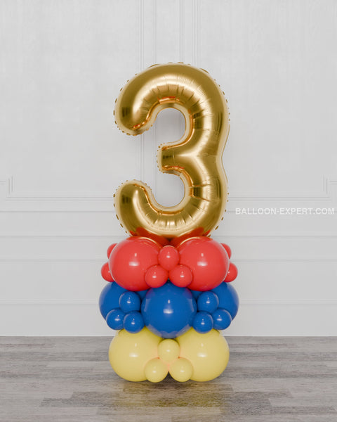 Rainbow Number Balloon Column from Balloon Expert