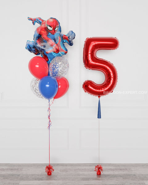 Spider-Man Supershape Confetti Balloon Bouquet and Number Balloon