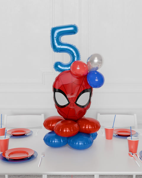 Spider-Man Quad Number Balloon Centerpiece, air-inflated