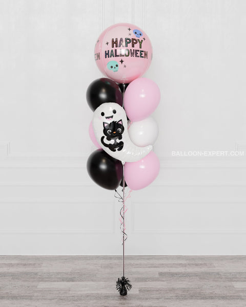 Spooky Cute Ghost Balloon Bouquet, 10 Balloons, helium inflated