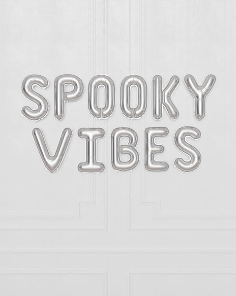 Halloween - "Spooky Vibes" Small Foil Letter Balloons, air-inflated, closeup image