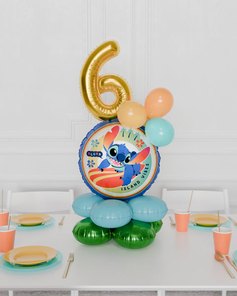Stitch Quad Number Balloon Centerpiece, air-inflated