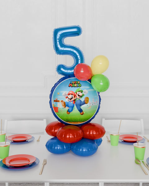Super Mario Quad Number Balloon Centerpiece, Air-Inflated