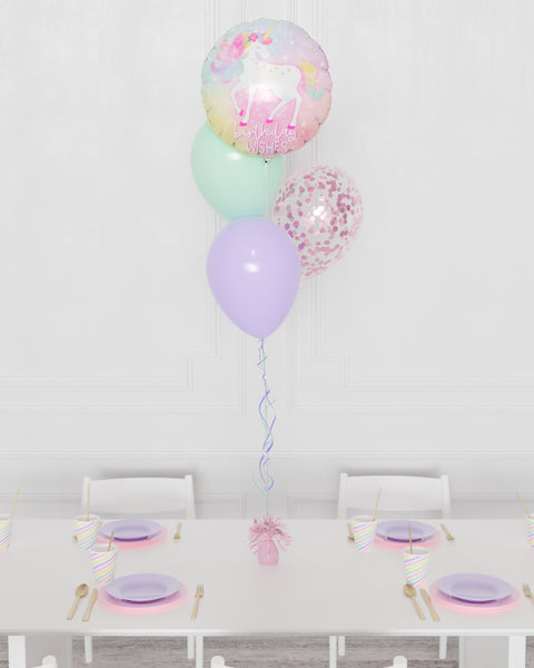 Unicorn Confetti Foil Balloon Bouquet, 4 Balloons from Balloon Expert