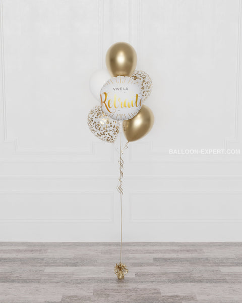 Vive La Retraite Glam Confetti Balloon Bouquet, 7 Balloons, full image, sold by Balloon Expert