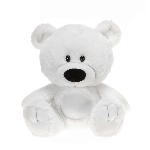 Ours en peluche blanc assis Signature White, 9 pouces