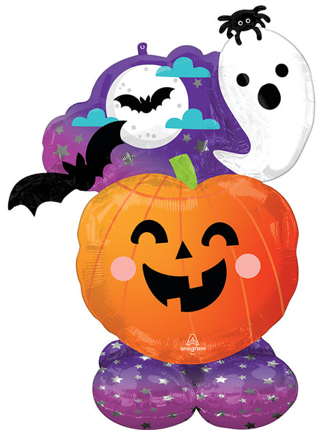 Ghost and Pumpkin Airloonz Standing Air-Filled Foil Balloon, 41 Inches, sold individually