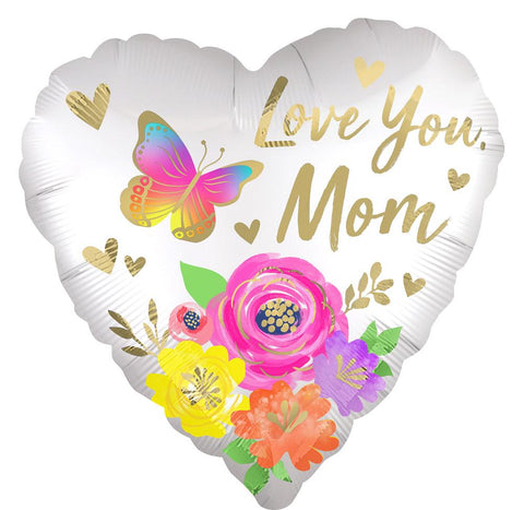 Ballon mylar « Love You Mom », 18 po, floral