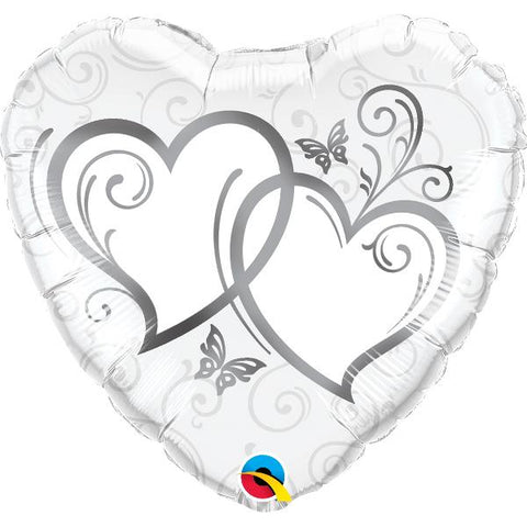 Buy Balloons Silver Entwinned Hearts, Foil Balloon 18 Inches sold at Balloon Expert