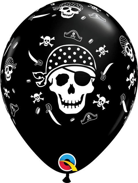 12" Pirate Skull Latex Balloon, Helium Inflated from Balloon Expert