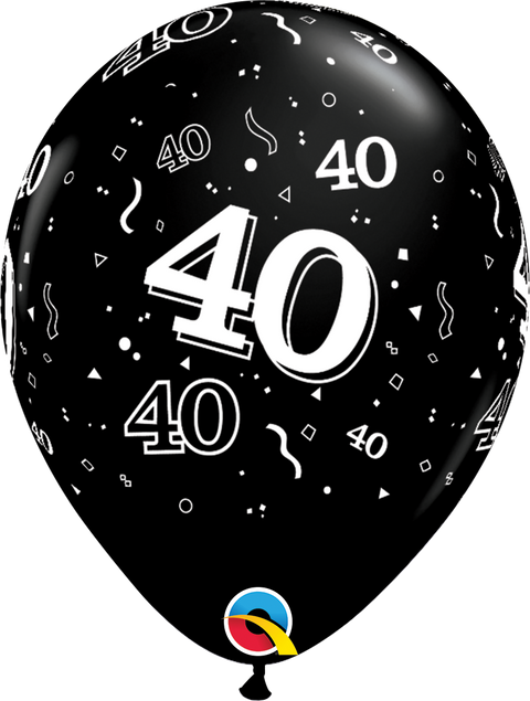 12" Black Latex Balloon - 40 Elegant Sparkles & Swirls, Helium Inflated from Balloon Expert