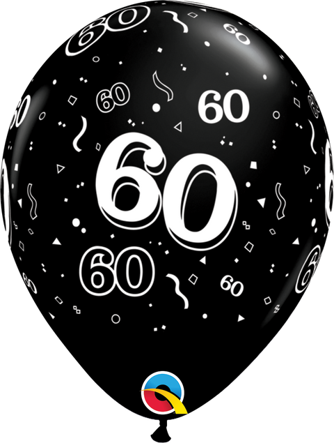 12" Black Latex Balloon - 60 Elegant Sparkles & Swirls, Helium Inflated from Balloon Expert