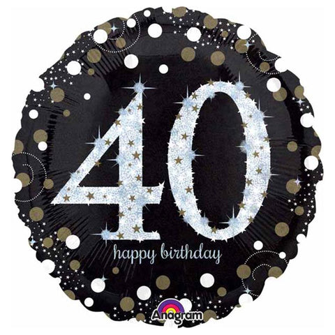 Buy Balloons 40th Birthday Black And Gold Foil Balloon, 18 Inches sold at Balloon Expert