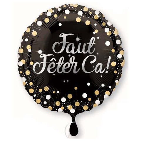 Buy Balloons Faut Fêter Ça Black And Gold Foil Balloon, 18 Inches sold at Balloon Expert