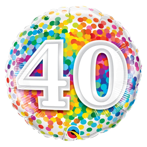 Buy Balloons 40th Birthday Rainbow Confetti Foil Balloon, 18 Inches sold at Balloon Expert