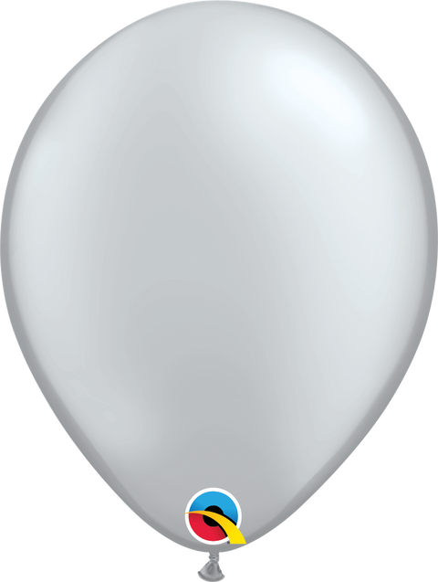 12" Pearl Silver Latex Balloon, Helium Inflated from Balloon Expert