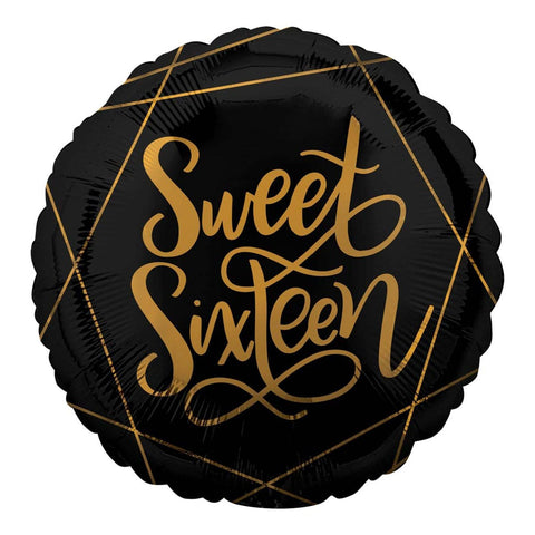 Buy Balloons Black Sweet Sixteen Foil Balloon, 18 Inches sold at Balloon Expert