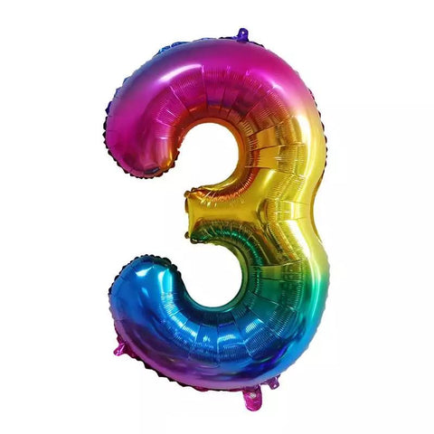 Buy Balloons Rainbow Ombre Number 3 Foil Balloon, 34 Inches sold at Balloon Expert