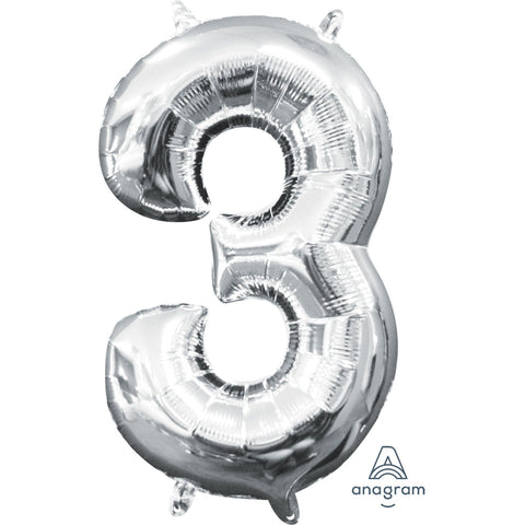Buy Balloons SIlver Number 3 Foil Balloon, 16 Inches sold at Balloon Expert
