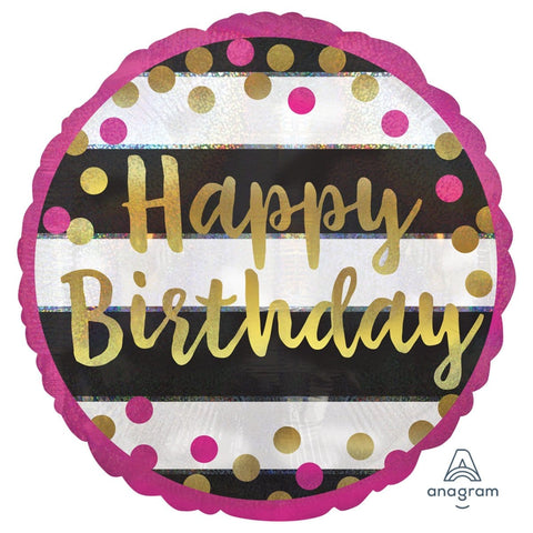 Buy Balloons Pink And Gold Happy Birthday Foil Balloon, 18 Inches sold at Balloon Expert