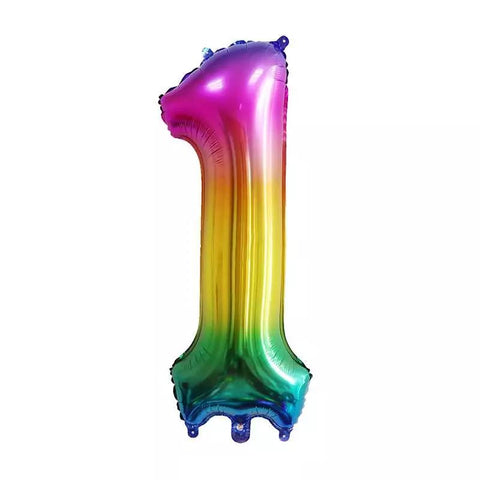 Buy Balloons Rainbow Ombre Number 1 Foil Balloon, 34 Inches sold at Balloon Expert