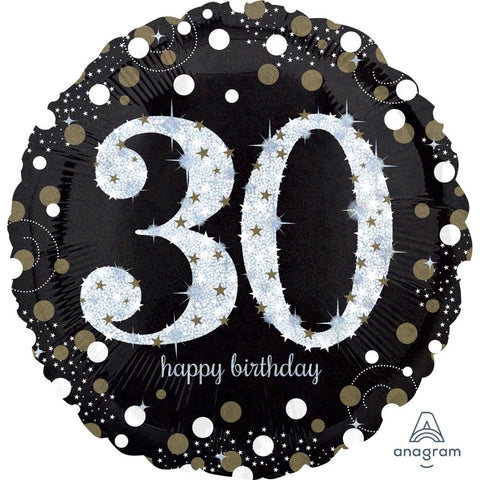 Buy Balloons 30th Birthday Black And Gold Foil Balloon, 18 Inches sold at Balloon Expert