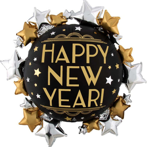 Buy Balloons Happy New Year Star Supershape Balloon sold at Balloon Expert
