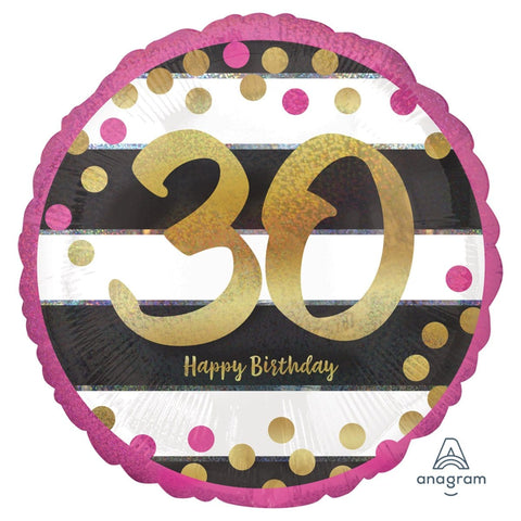 Buy Balloons 30th Pink And Gold Confetti Foil Balloon, 18 Inches sold at Balloon Expert