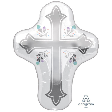 Buy Balloons Silver Cross Supershape Balloon sold at Balloon Expert