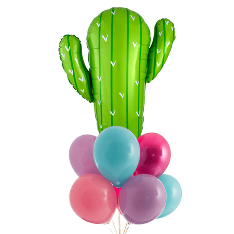 Green Cactus Balloon Bouquet Pink