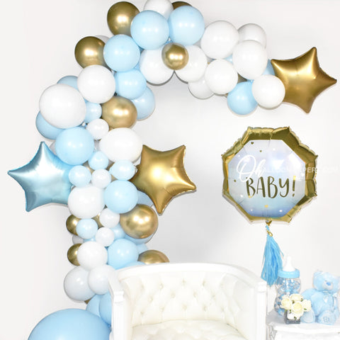 Blue White And Gold Balloon Garland