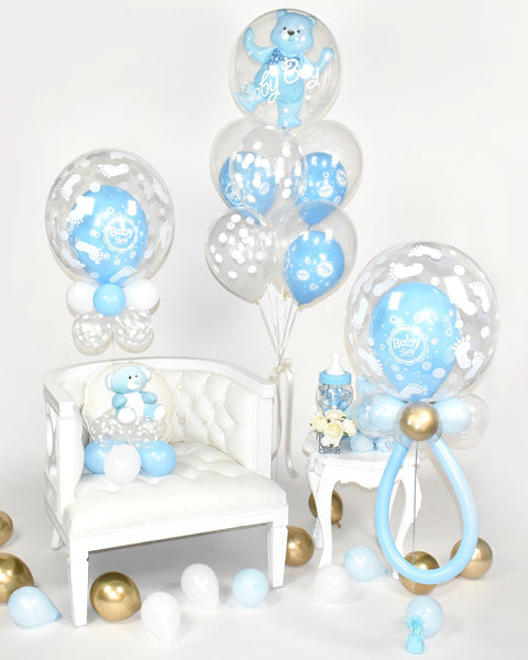 Blue and White - Baby Boy Balloon Package