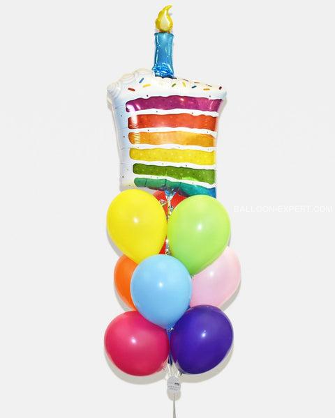 Rainbow Birthday Cake Balloon Bouquet - Set of 10