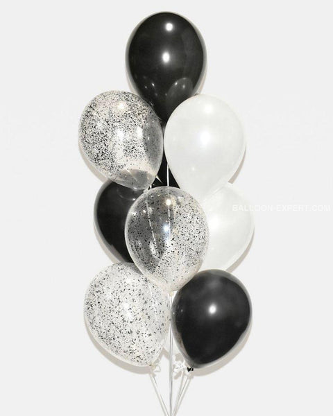 Black and White - Confetti Balloon Bouquet