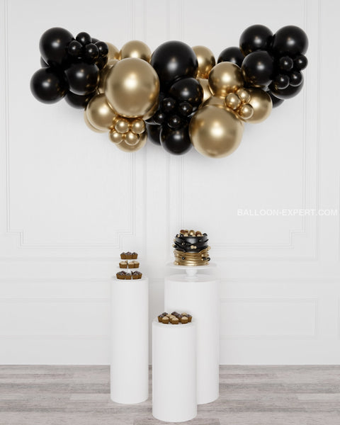 Black and Gold Balloon Garland, 6 feet long from Balloon Expert