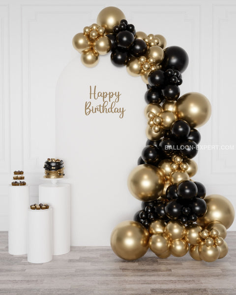 Black and Gold Balloon Garland, 12 feet long from Balloon Expert