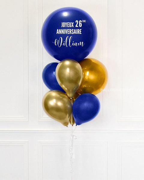 Blue And Gold - Personalized Jumbo Balloon Bouquet