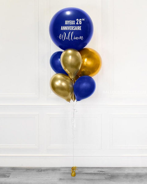 Blue And Gold - Personalized Jumbo Balloon Bouquet
