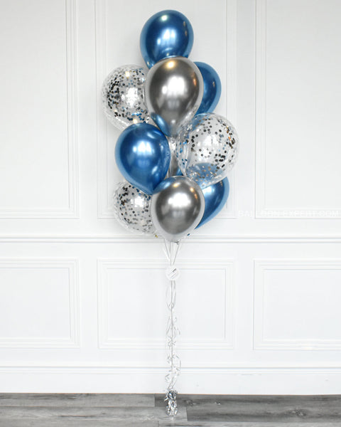 Blue and Silver - Confetti Balloon Bouquet