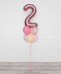 Blush and Pink Number Confetti Balloon Bouquet, 7 Balloons from Balloon Expert