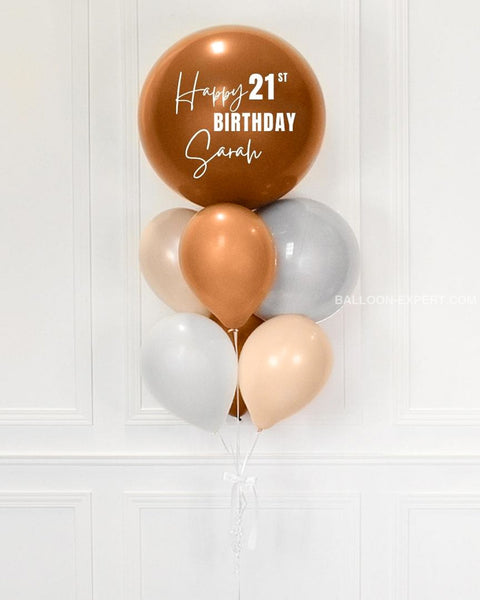 Brown White And Blush - Personalized Jumbo Balloon Bouquet