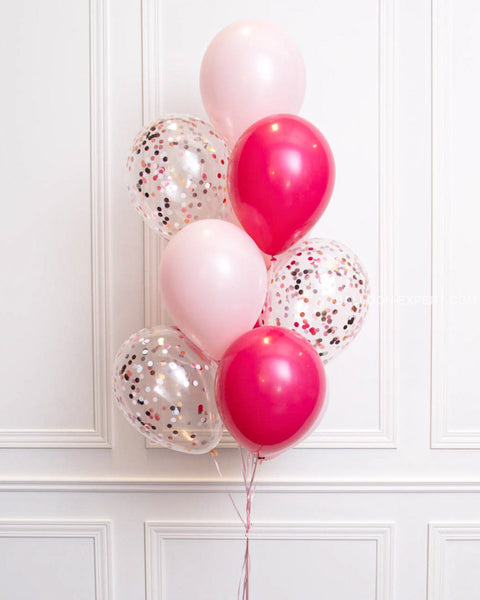 Shades of Pink - Confetti Balloon Bouquet - Set of 10 balloons