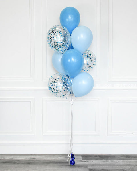 Shades of Blue - Confetti Balloon Bouquet - Set of 10 balloons