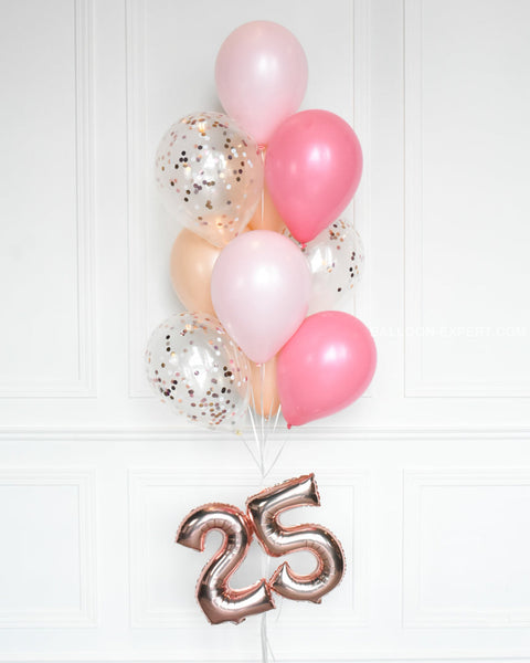 Pink and Blush - Confetti Balloon Bouquet With 16" Number