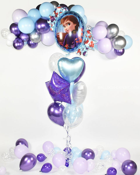 Frozen Confetti Balloon Bouquet - Purple Blue White Girls Birthday