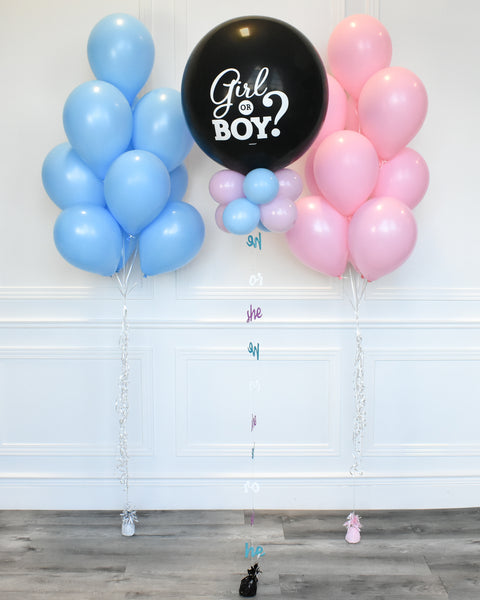 Gender Reveal - 24" Confetti Balloon Pop with Balloon Bouquets