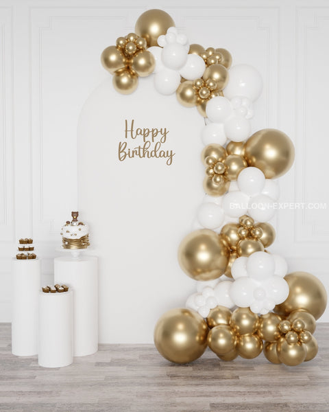 Gold and White Balloon Garland, 12 feet from Balloon Expert