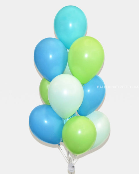 Green Teal And Carribean Blue Balloon Bouquet Boys Birthday