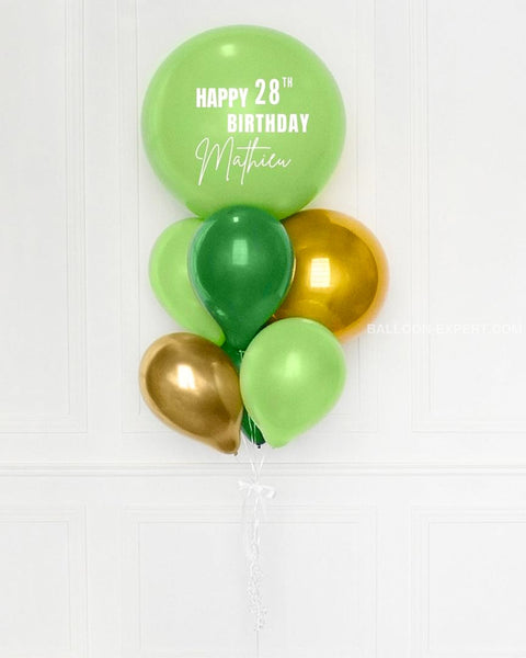 Green And Gold - Personalized Jumbo Balloon Bouquet Bouquets