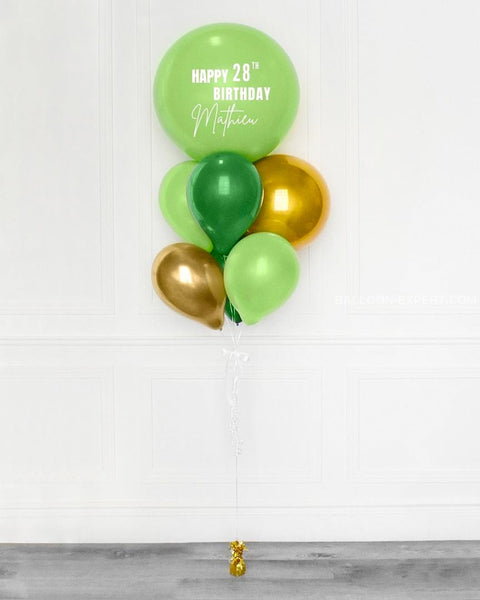 Green And Gold - Personalized Jumbo Balloon Bouquet Bouquets